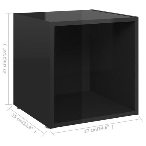 Tv-borde 4 stk. 37x35x37 cm konstrueret træ sort højglans