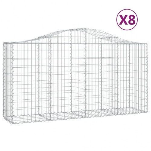 Buede gabionkurve - 8 stk. 200×50×100/120 cm i galvaniseret jern