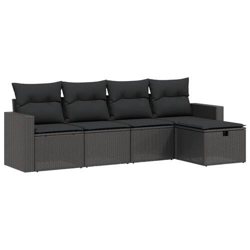 Sofasæt til haven 5 dele med hynder polyrattan sort