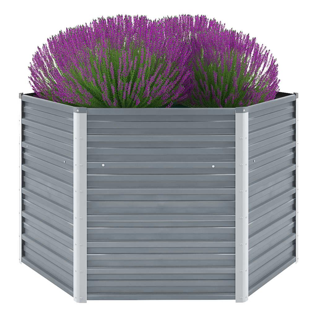 Forhøjet plantekasse 129x129x77 cm galvaniseret stål grå