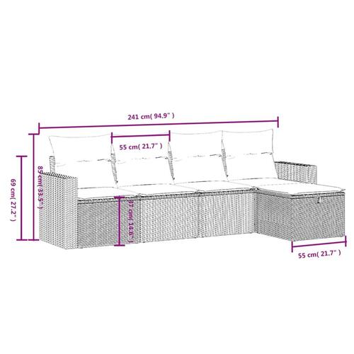 Sofasæt til haven 5 dele med hynder polyrattan sort