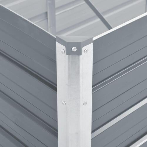 Forhøjet plantekasse 129x129x77 cm galvaniseret stål grå
