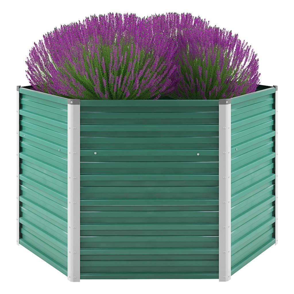 Forhøjet plantekasse 129x129x77 cm galvaniseret stål grøn