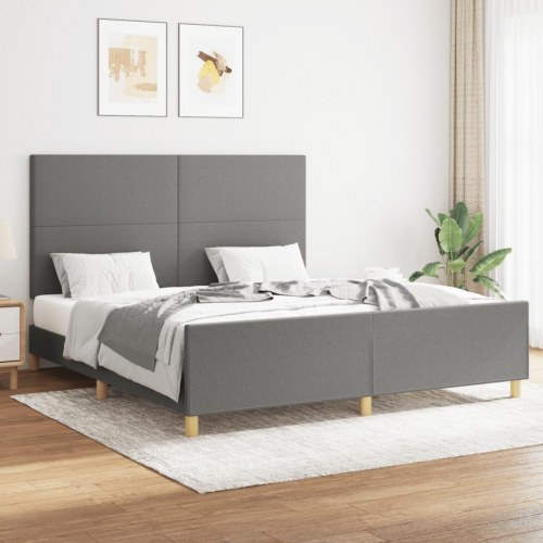 Sengeramme med sengegavl 160x200 cm - stof, mørkegrå