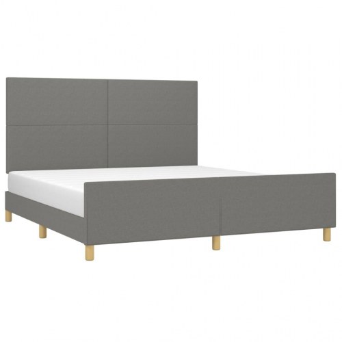 Sengeramme med sengegavl 160x200 cm - stof, mørkegrå