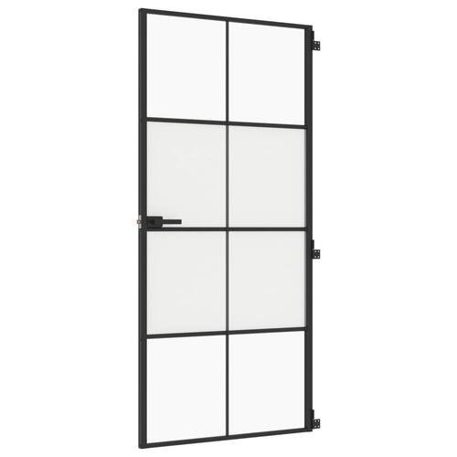 Dør 93x201,5 cm hærdet glas og aluminium sort
