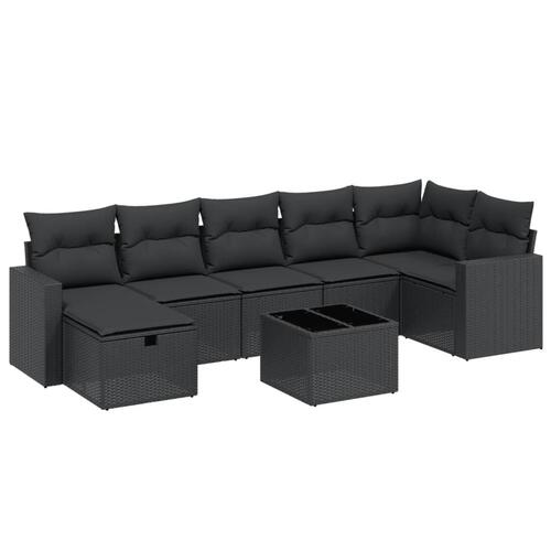 Sofasæt til haven 8 dele med hynder polyrattan sort