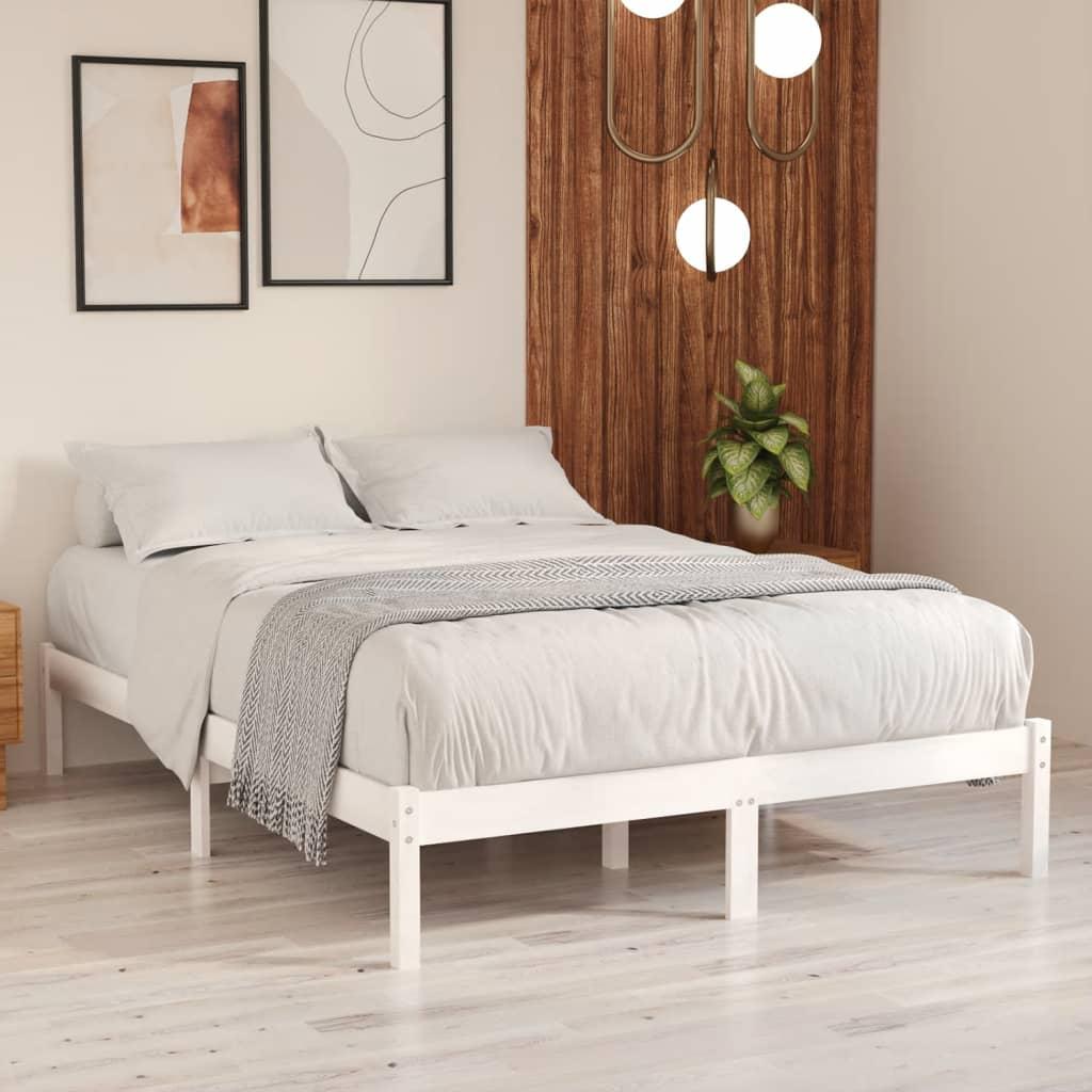 Sengeramme 150x200 cm King Size massivt fyrretræ hvid