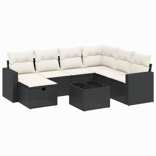 Sofasæt til haven 8 dele med hynder polyrattan sort