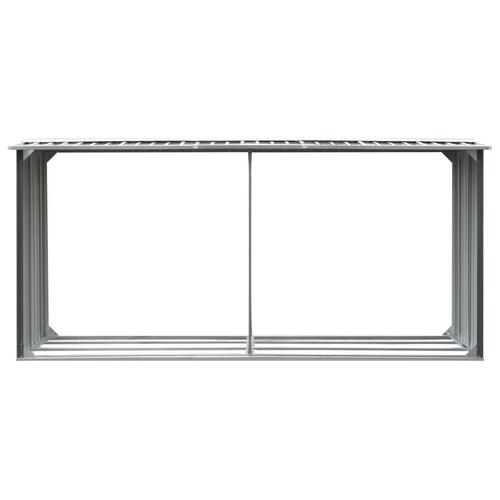 Brændeskur til haven galvaniseret stål 330 x 92 x 153 cm grå