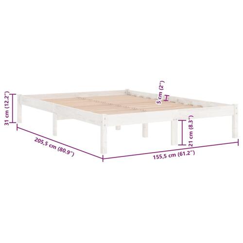 Sengeramme 150x200 cm King Size massivt fyrretræ hvid
