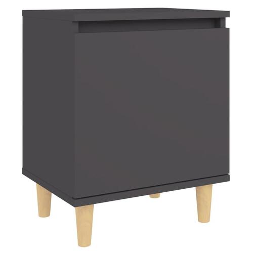 Sengeskab med massive træben 40x30x50 cm grå