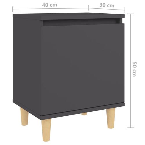 Sengeskab med massive træben 40x30x50 cm grå