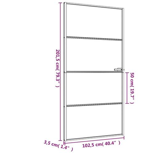 Dør 102,5x201,5 cm hærdet glas og aluminium sort