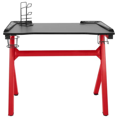 Gamerbord med LED-lys og Y-formede ben 90x60x75 cm sort og rød