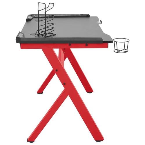 Gamerbord med LED-lys og Y-formede ben 90x60x75 cm sort og rød