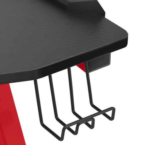 Gamerbord med LED-lys og Y-formede ben 90x60x75 cm sort og rød