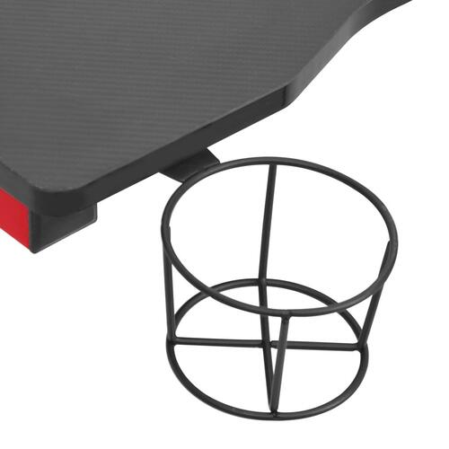 Gamerbord med LED-lys og Y-formede ben 90x60x75 cm sort og rød