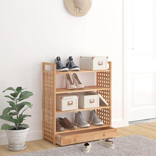 Skoreol med skuffe 70x27x81 cm massivt valnøddetræ