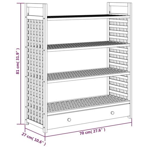 Skoreol med skuffe 70x27x81 cm massivt valnøddetræ