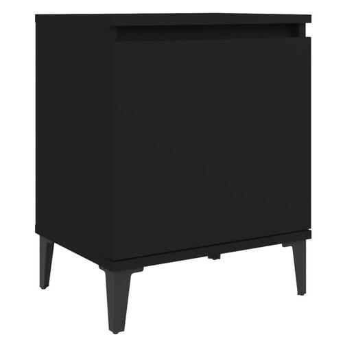 Sengeborde med metalben 40x30x50 cm sort