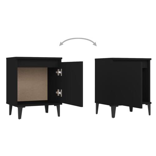 Sengeborde med metalben 40x30x50 cm sort