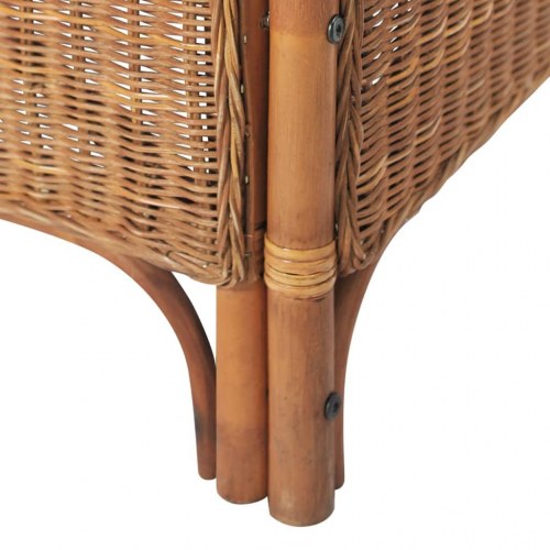 2-personers sofa i naturlig rattan med linnedhynder - lysebrun