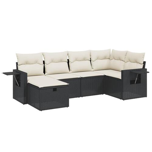 Sofasæt til haven 6 dele med hynder polyrattan sort