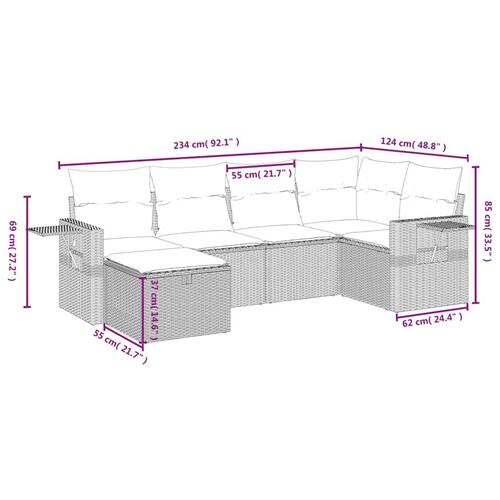 Sofasæt til haven 6 dele med hynder polyrattan sort