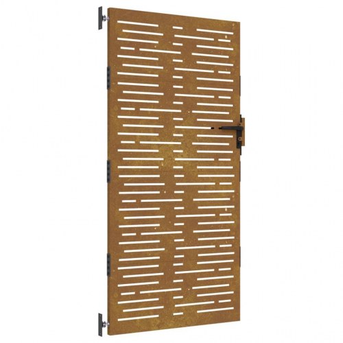 Havelåge i cortenstål 85×200 cm - firkantet laserskåret design