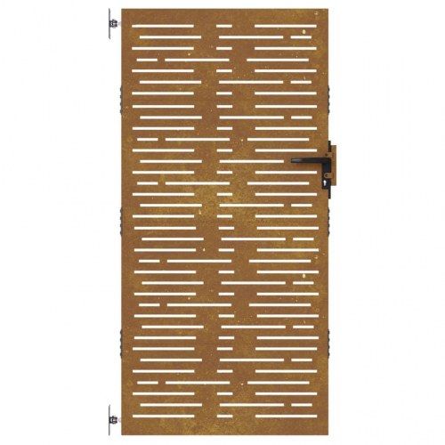Havelåge i cortenstål 85×200 cm - firkantet laserskåret design