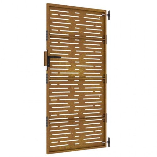 Havelåge i cortenstål 85×200 cm - firkantet laserskåret design