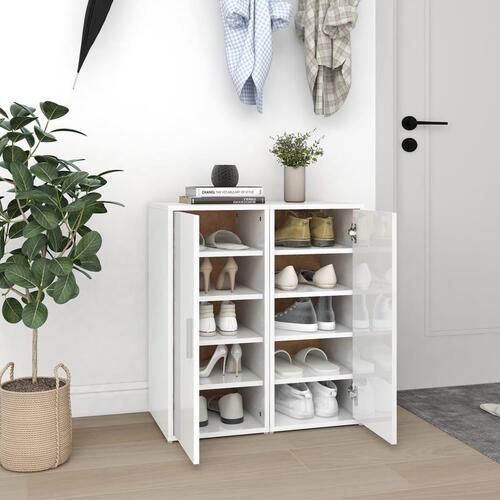 Skoskabe 2 stk. 32x35x70 cm konstrueret træ hvid højglans