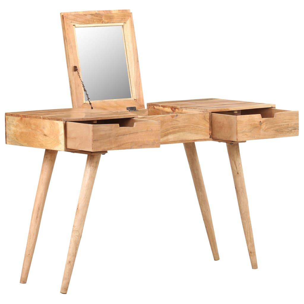 Toiletbord med spejl 112x45x76 cm massivt akacietræ