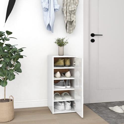 Skoskabe 2 stk. 32x35x70 cm konstrueret træ hvid højglans