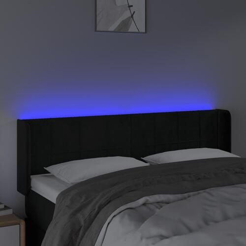 Sengegavl med LED-lys 147x16x78/88 cm fløjl sort