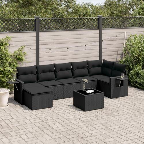 Sofasæt til haven 8 dele med hynder polyrattan sort