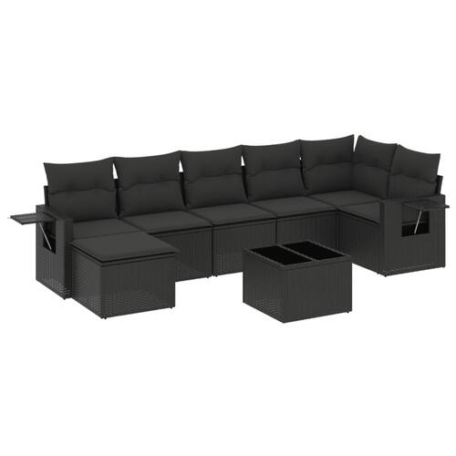 Sofasæt til haven 8 dele med hynder polyrattan sort