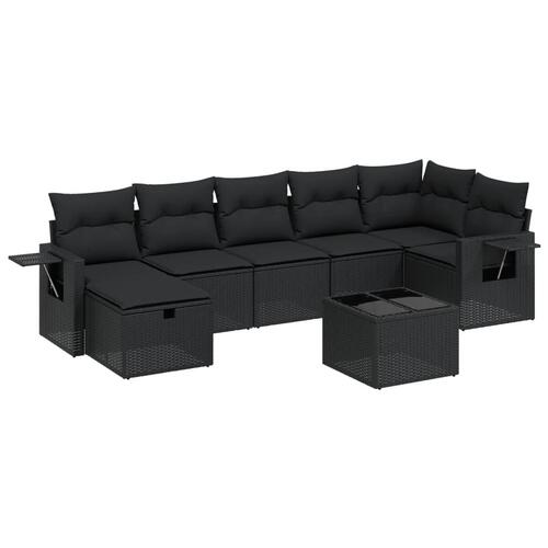Sofasæt til haven 8 dele med hynder polyrattan sort
