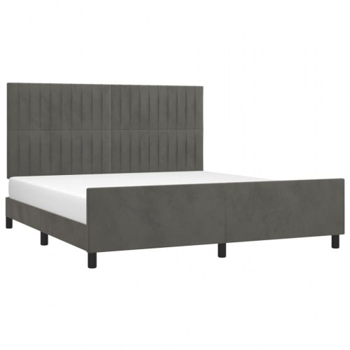 Sengeramme med sengegavl 180x200 cm i fløjl - mørkegrå