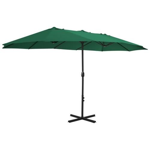 Udendørs parasol med aluminiumsstang 460 x 270 cm grøn