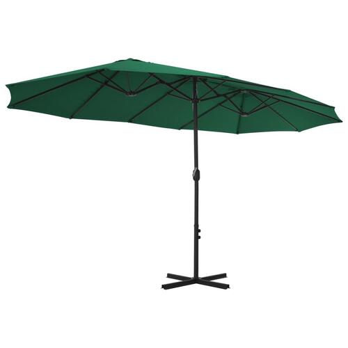 Udendørs parasol med aluminiumsstang 460 x 270 cm grøn