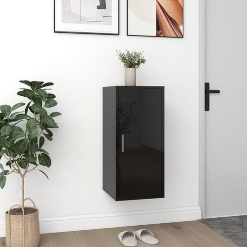 Skoskabe 2 stk. 32x35x70 cm konstrueret træ sort højglans
