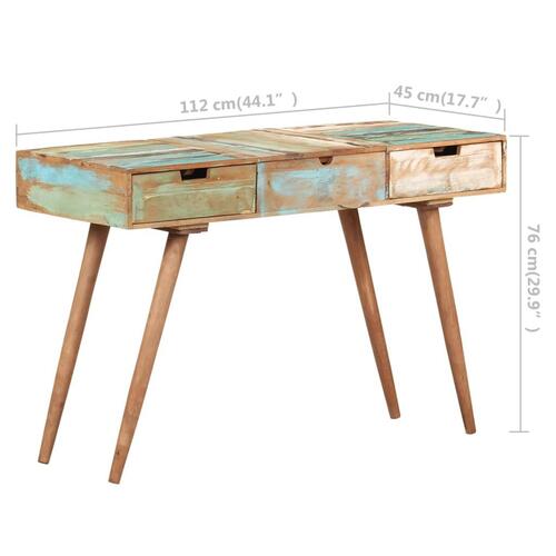 Toiletbord med spejl 112x45x76 cm massivt genbrugstræ
