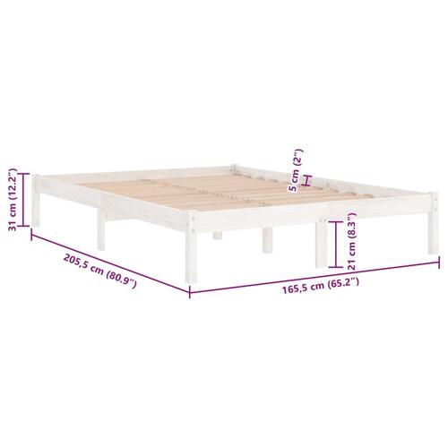 Sengestel 160x200 cm massivt fyrretræ hvid