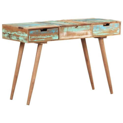 Toiletbord med spejl 112x45x76 cm massivt genbrugstræ