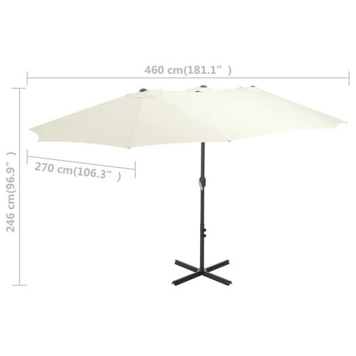 Udendørs parasol med aluminiumsstang 460 x 270 cm sandfarvet