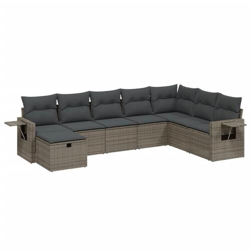 Sofasæt til haven 8 dele med hynder polyrattan grå