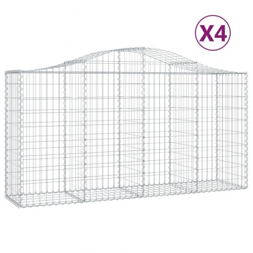 Buede gabionkurve - 4 stk. 200×50×100/120 cm i galvaniseret jern