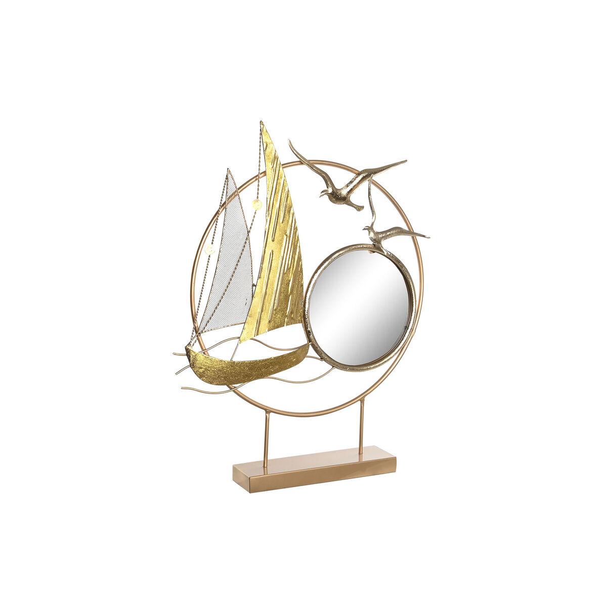 Dekorativ figur med spejl - gylden metal, Middelhavet, 53 × 9 × 67 cm billede